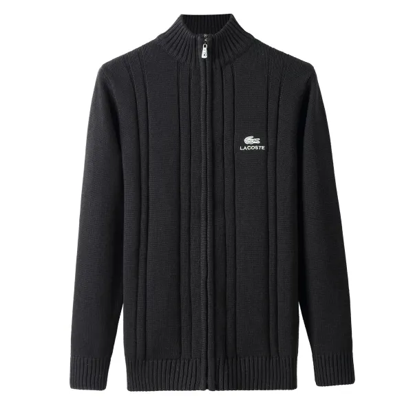Lacoste Ribbed Zip-Up Sweater Black - 1