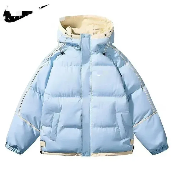 Nike Puffer Jacket Light Blue with Beige Trim Down-Jacket - 1
