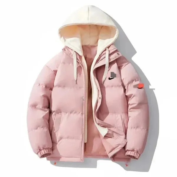 Nike Hooded Down Jacket Pink with Cream Lining - 1
