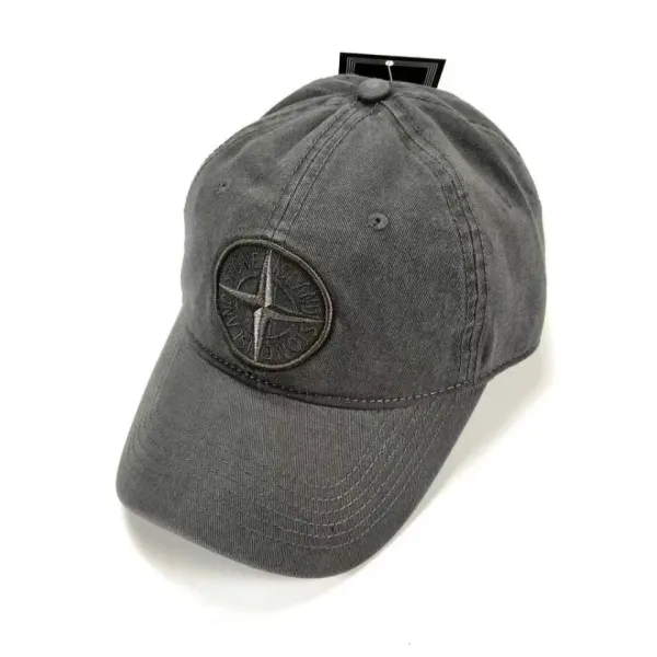 Stone Island Compass Logo Washed Gray Baseball Cap - 1