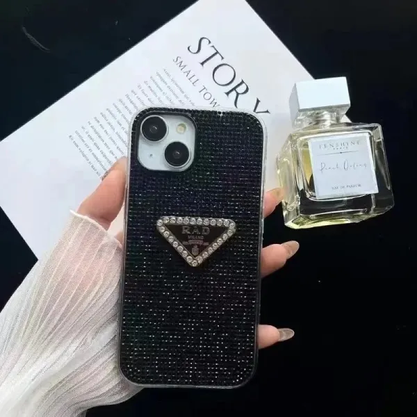Prada Re-Nylon Crystal-Embellished Phone Case Black - 1