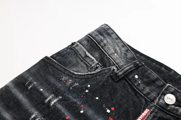 Dsquared2 Paint Splatter Distressed Black Jeans - 6