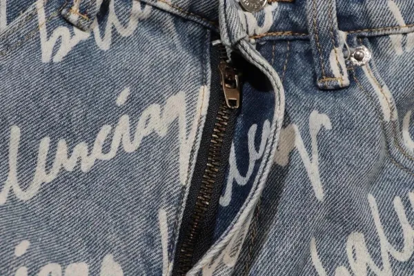 Balenciaga Logo Print Black Denim Jeans - 7