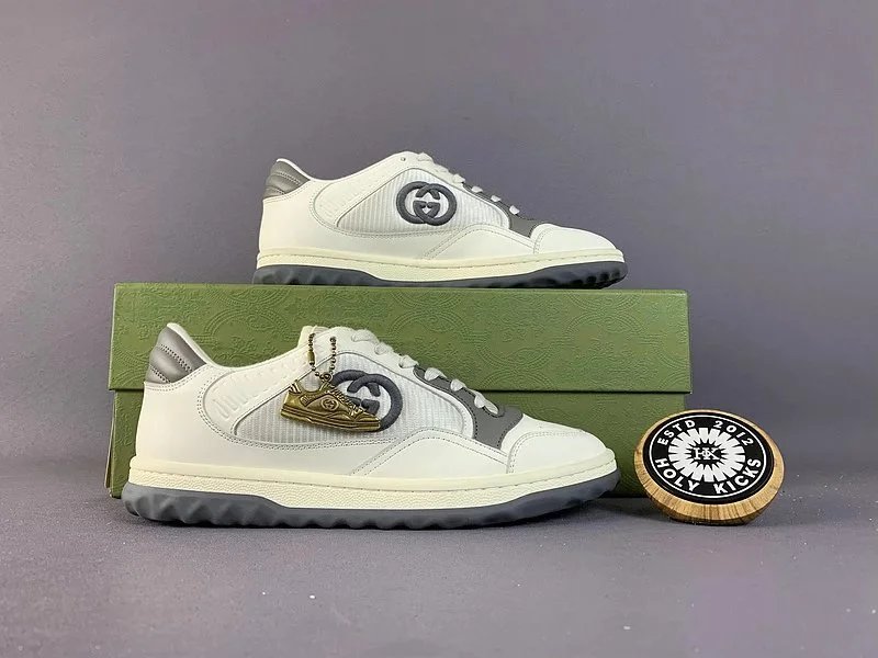 Gucci Rhyton Sneakers White Gray Leather Mesh Sneakers - 1