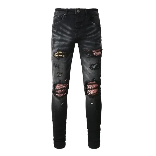 Amiri x Bandana Patchwork Distressed Black Jeans - 1
