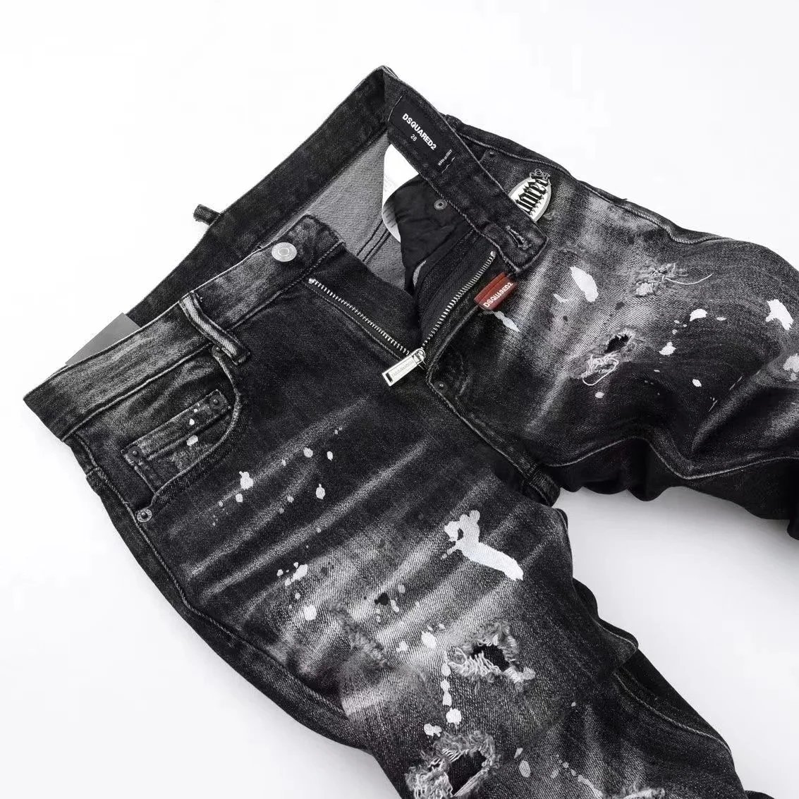 Dsquared2 Paint Splatter Distressed Black Jeans - 7