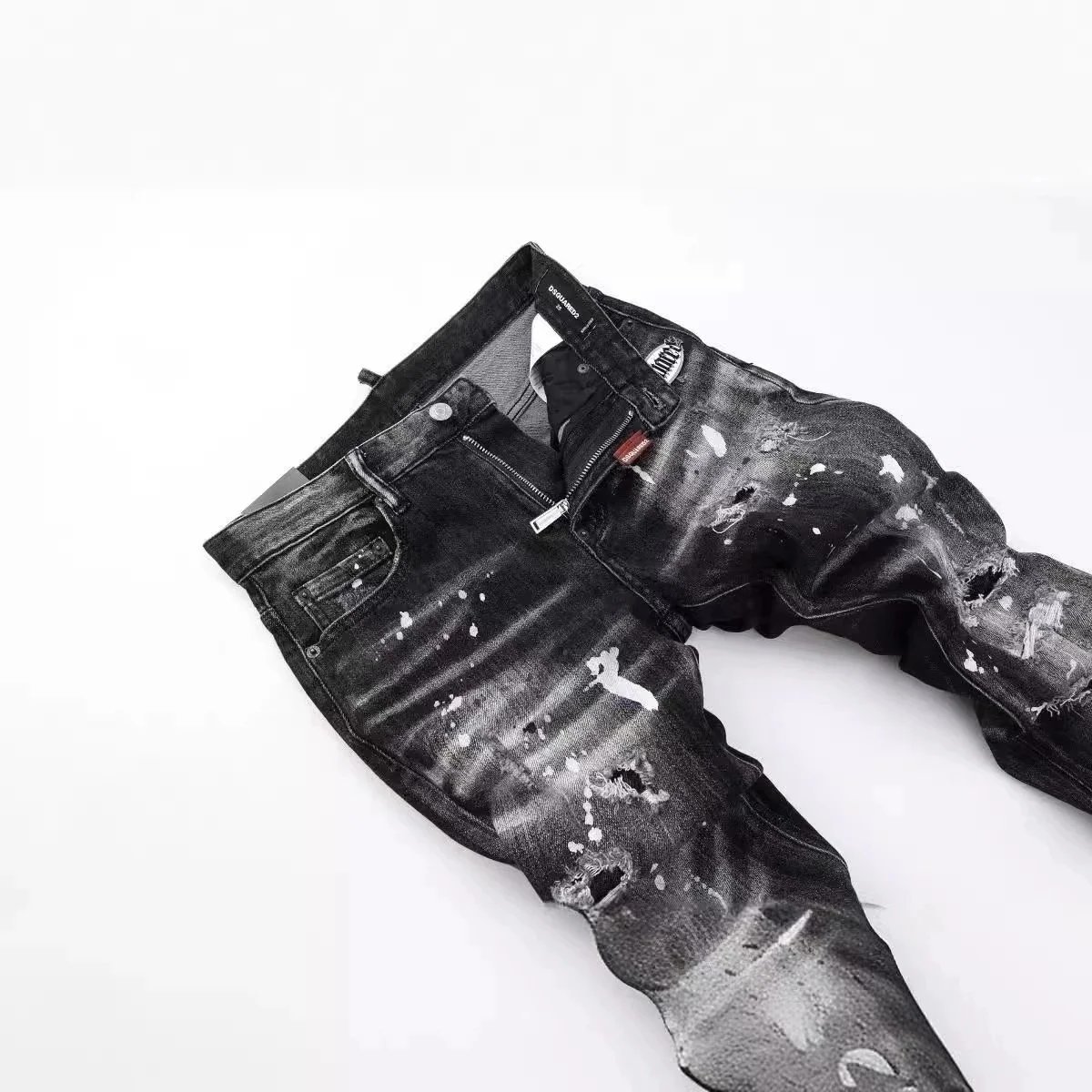 Dsquared2 Paint Splatter Distressed Black Jeans - 6