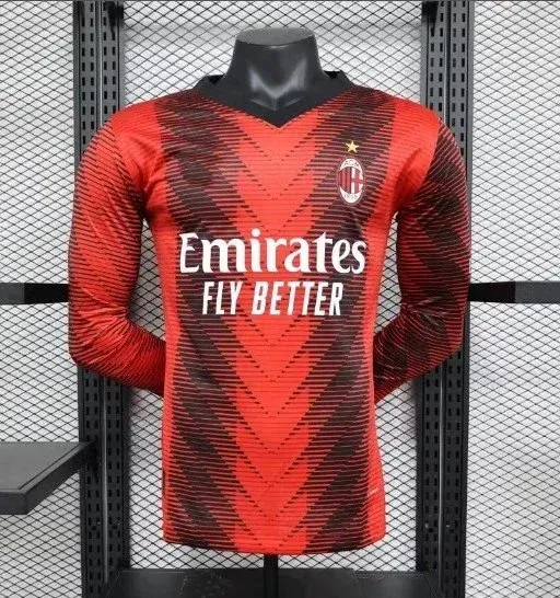 AC Milan x Emirates 2023-24 Home Long-Sleeve Jersey Red/Black - 1