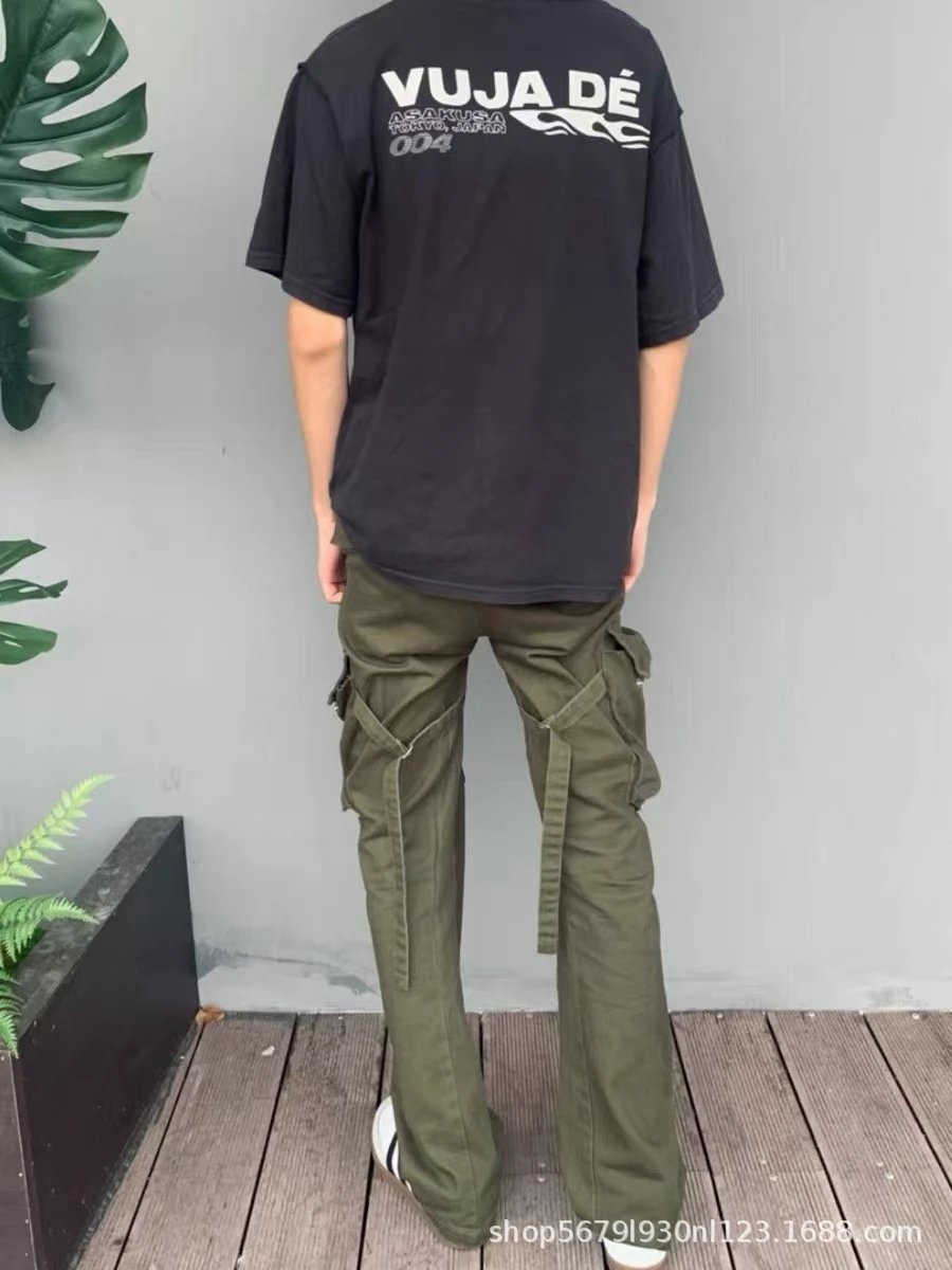 VUJA DÉ Asakusa 004 Graphic T-Shirt Black + Cargo Pants Army Green - 6