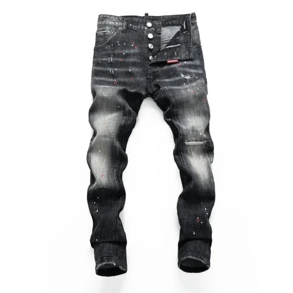Dsquared2 Paint Splatter Distressed Black Jeans - 1