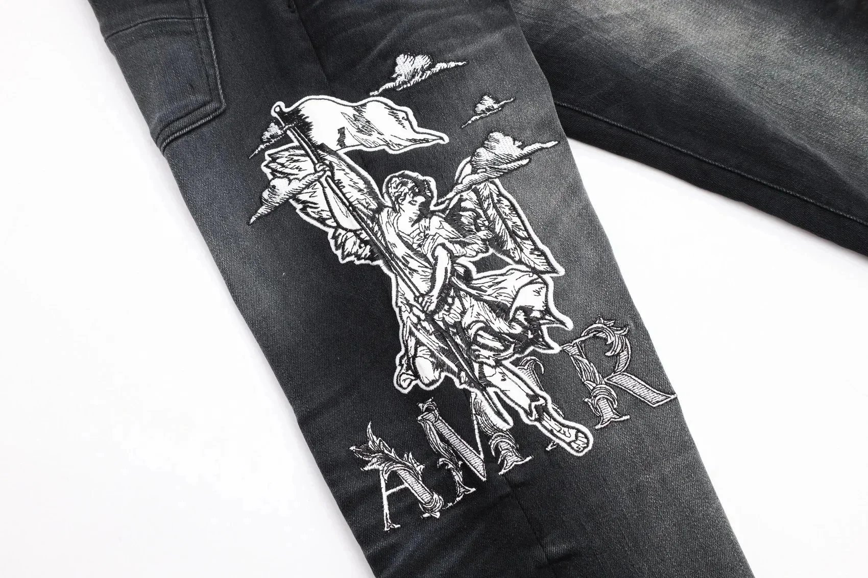 Amiri Embroidered Logo Distressed Black Skinny Jeans - 11