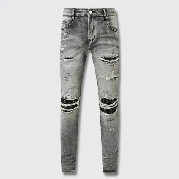 Amiri Destroyed Distressed Gray Skinny Jeans - 1