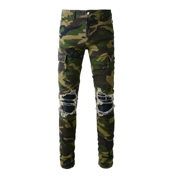 Philipp Plein Camo Cargo Ripped Jeans - 1