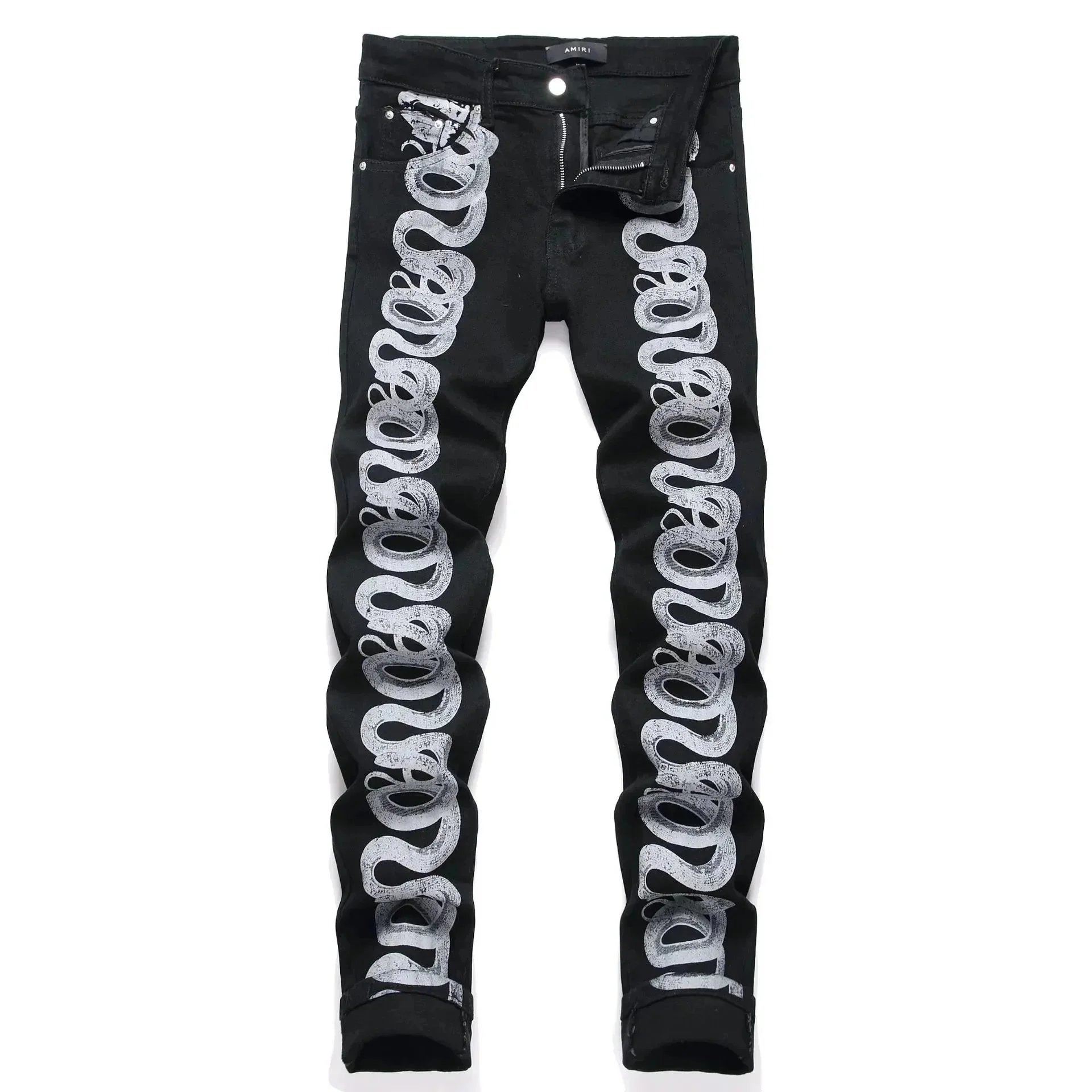 Amiri Graffiti Print Black Slim Fit Jeans - 1