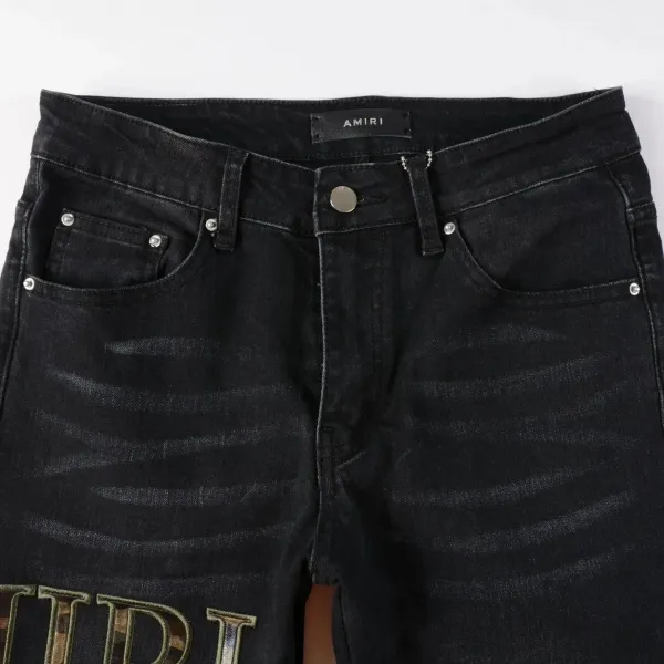Distressed Printed Patchwork Black Jeans - 4