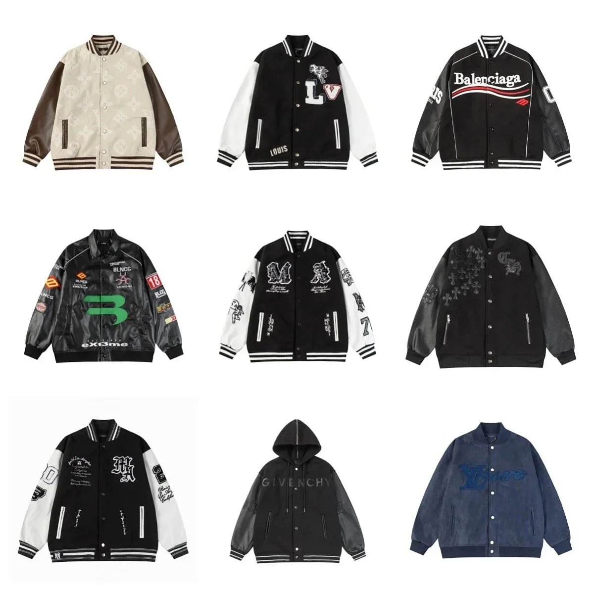Off-White Varsity Jacket Black Leather Outerwear product detail 2 in Litbuy spreadsheet finds