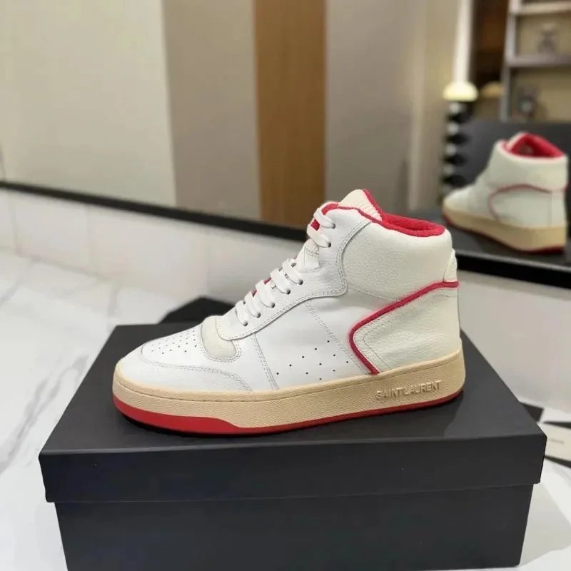 Saint Laurent Court Classic High-Top White Sneakers - 10