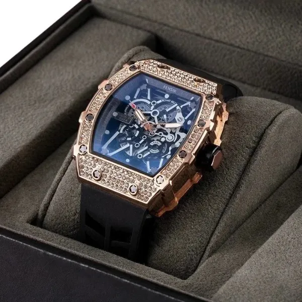 Richard Mille RM 055 White Ceramic Skeleton Blue Dial Mechanical Watch - 9
