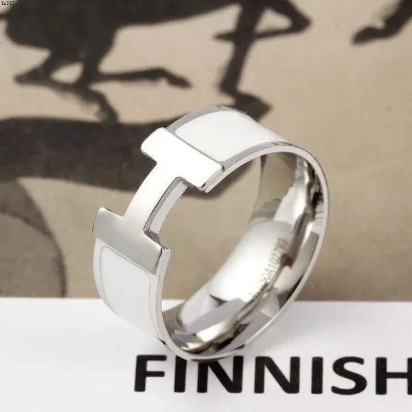 Hermès Clic H Ring Silver White Enamel Jewelry - 1