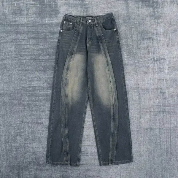 Balenciaga Distressed Wide-Leg Jeans Dark Wash - 1