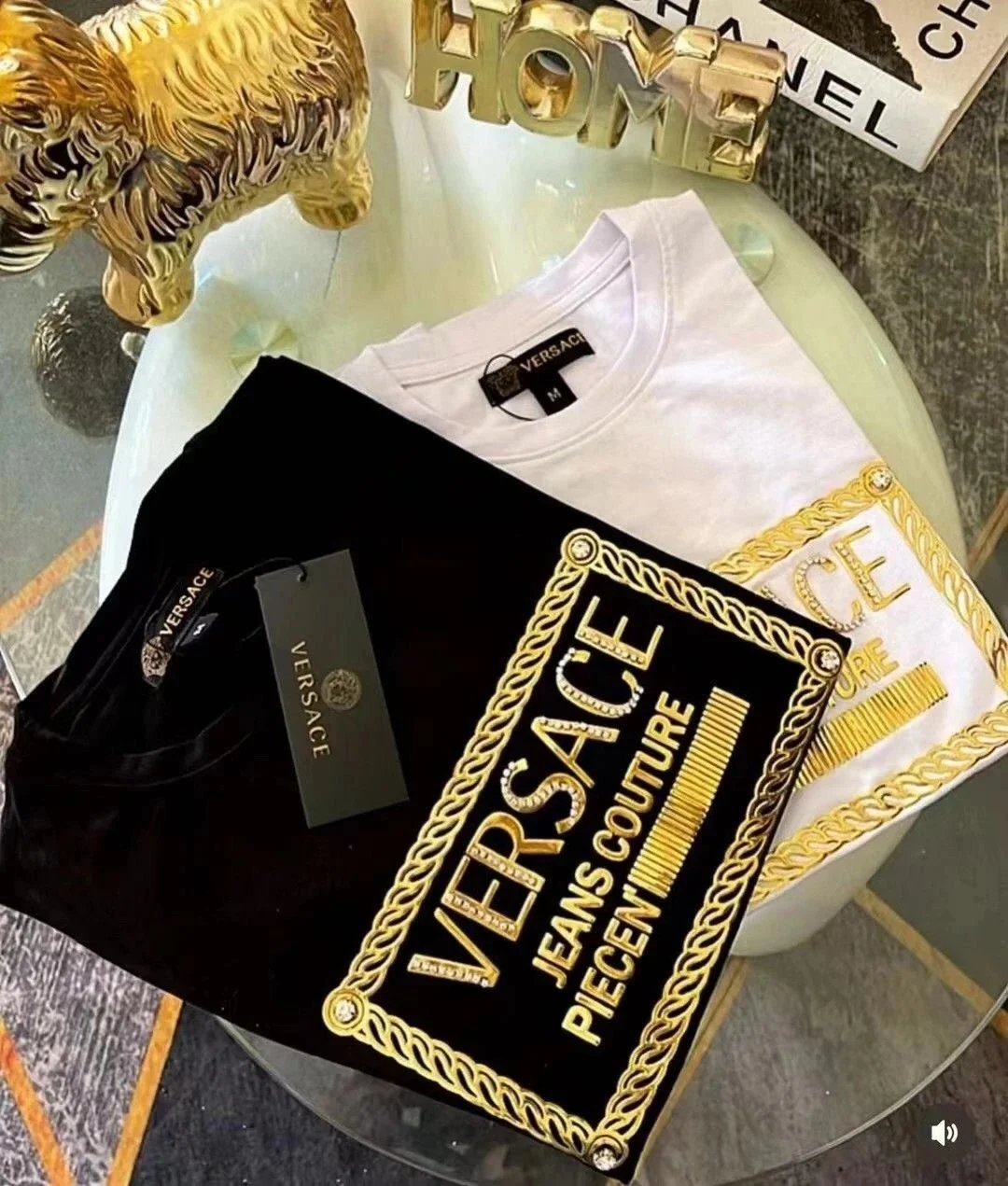 Versace Jeans Couture Chain Frame Logo T-Shirt Black - 3