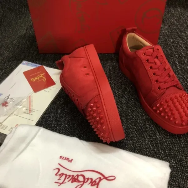 Christian Louboutin Louis Junior Spikes Red Sneakers - 1