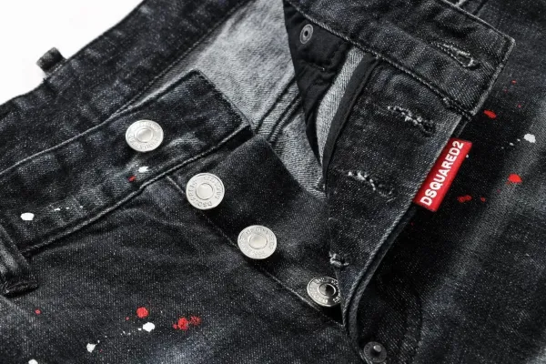 Dsquared2 Paint Splatter Distressed Black Jeans - 5