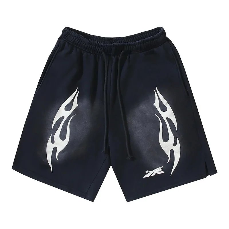 GRA Flame Print Sweatshorts Black