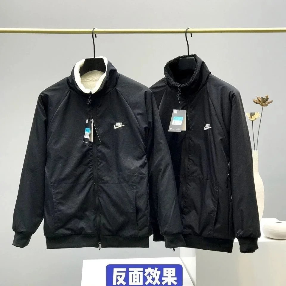 Nike Fleece Jacket White/Black Swoosh Outerwear - 4