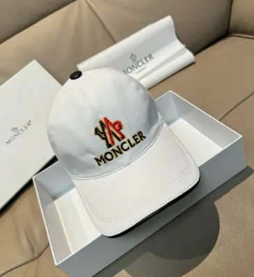 Moncler Logo Embroidered White Baseball Cap - 1
