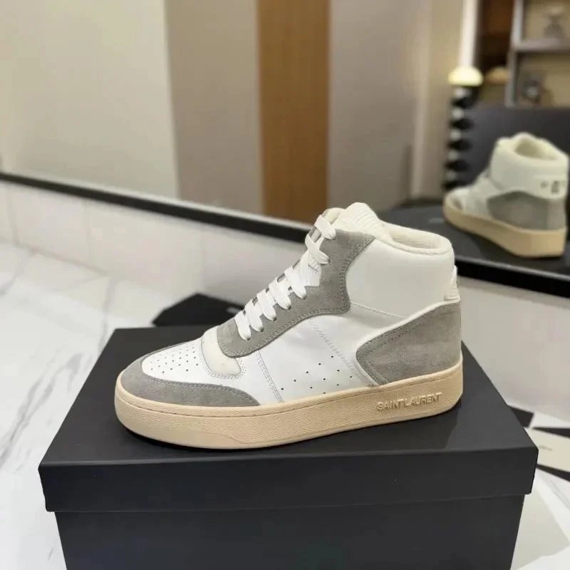Saint Laurent Court Classic High-Top White Sneakers - 7