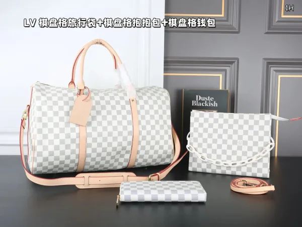 Louis Vuitton Damier Azur Keepall Bandoulière 50 + Pochette Accessoires + Porte-Monnaie Travel Set - 1