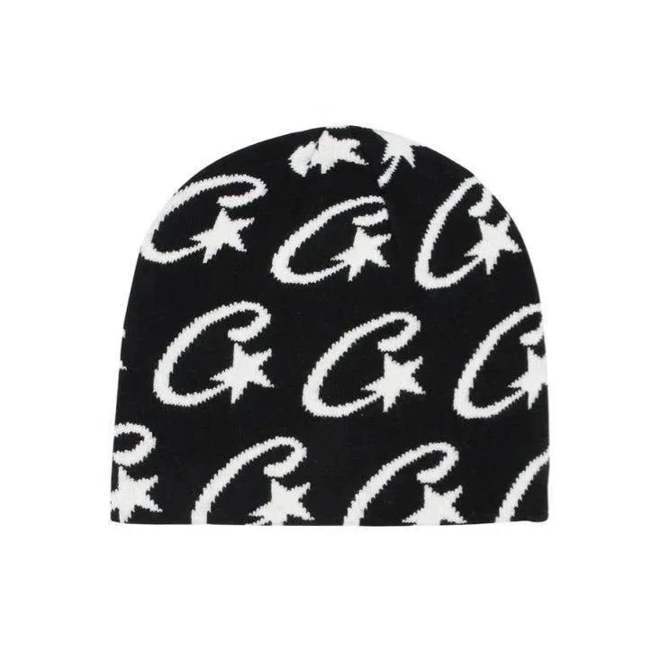 Gucci GG Star Print Black Beanie - 1
