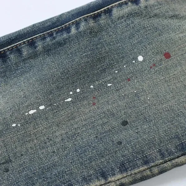 Purple x Unknown Artist Distressed Paint-Splatter Slim Fit Jeans - 6