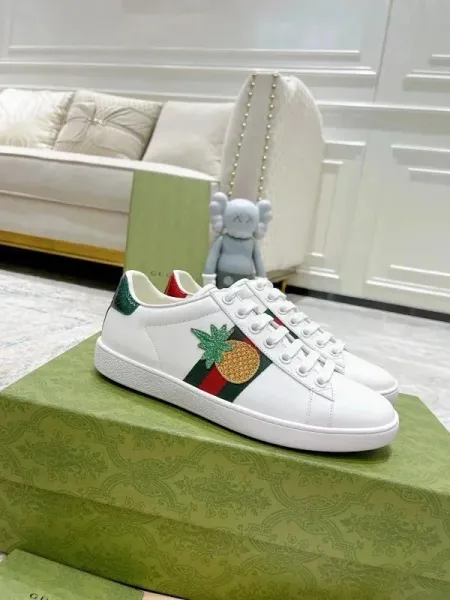 Gucci Ace Pineapple Embroidered White Sneakers - 1