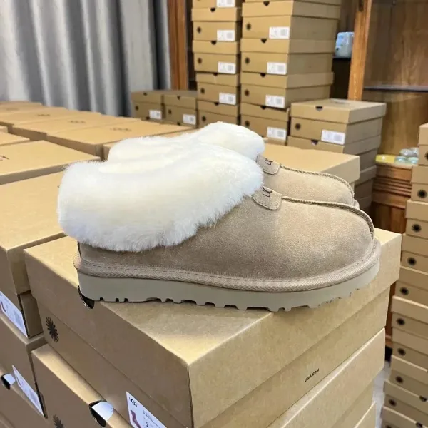 UGG Classic Fluff Mini Beige Sheepskin Slippers - 1