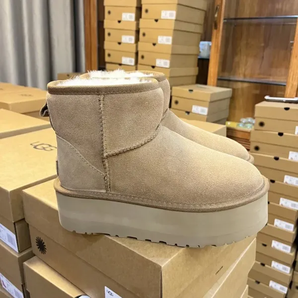 UGG Classic Short II Beige Suede Snow Boots - 15