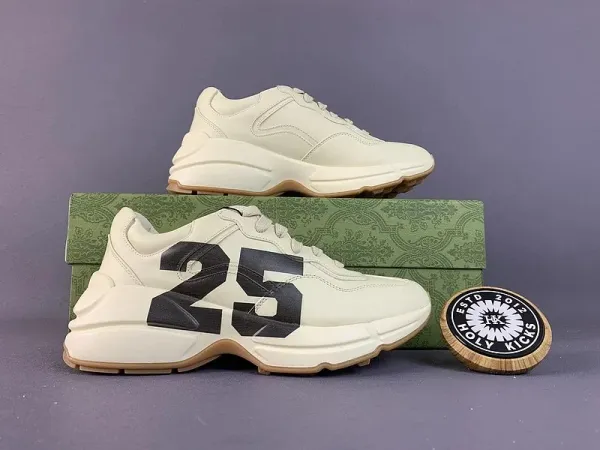 Gucci Rhyton 25 White Black Chunky Sneakers - 1