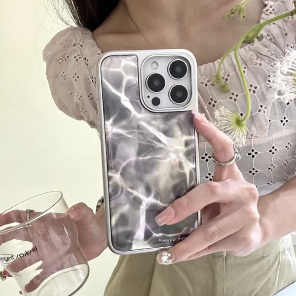 Clear Wave Effect Phone Case Silver Gray Phone-Case - 4