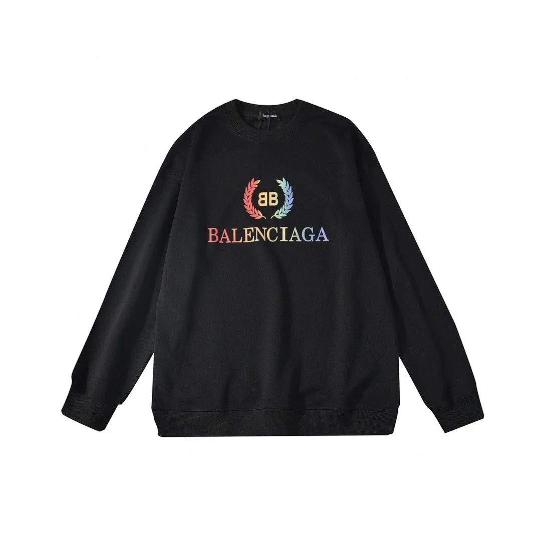 Balenciaga Rainbow Logo Crewneck Black Sweatshirt