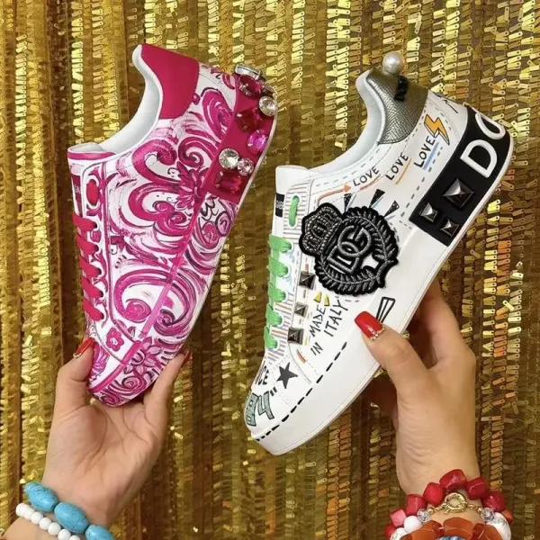 Dolce & Gabbana Heart Embellished Sneakers White - 7