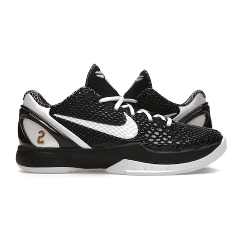 Nike Kobe 6 Protro Black White Gold Basketball Shoes - 3