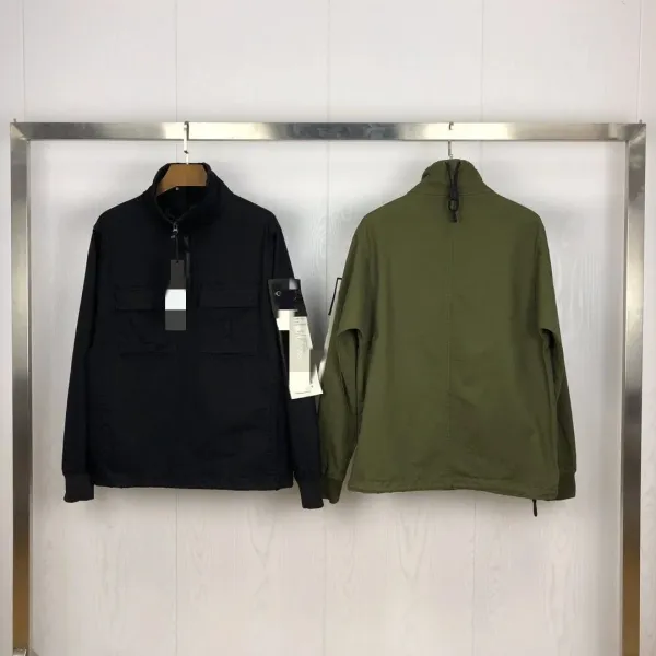 Stone Island Half-Zip Utility Jacket Army Green Outerwear - 6