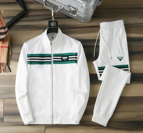 Prada Logo Stripe White Tracksuit - 5