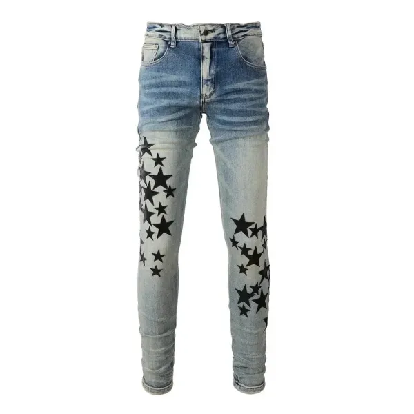 Philipp Plein Star-Print Distressed Slim Fit Jeans - 1