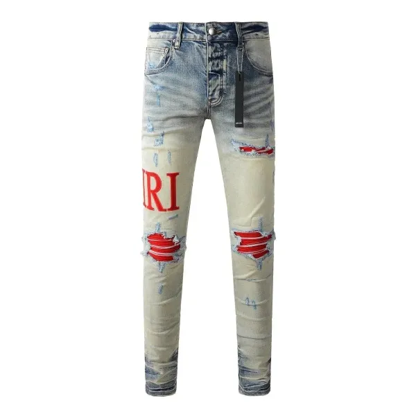 Amiri Distressed Logo Print Slim Fit Jeans - 1
