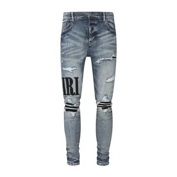 Amiri Distressed Logo Print Slim Fit Jeans - 1