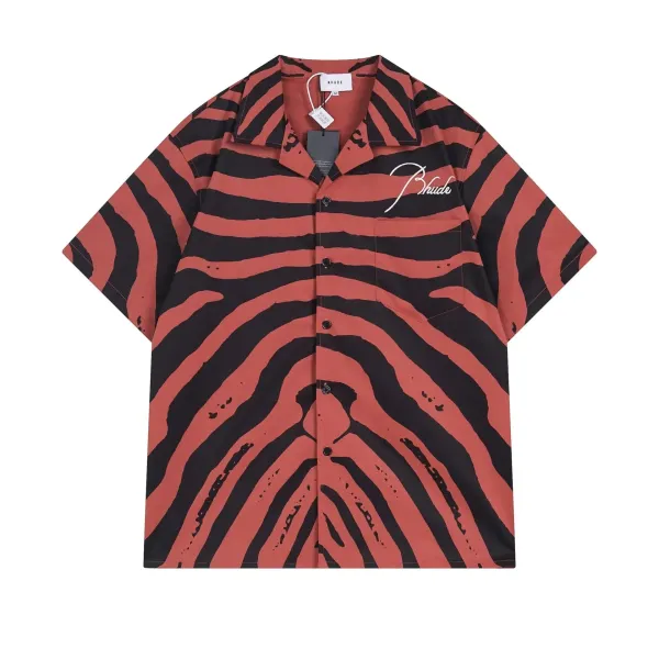 Rhude Zebra Print Short-Sleeve Button-Up Shirt - 1