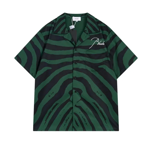 Rhude Zebra Print Short-Sleeve Shirt Green/Black - 1