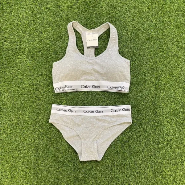 Design Button-Trimmed White Bralette and Brief Set - 4